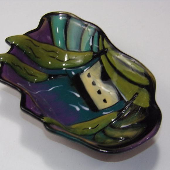 Vintage Clay Art C.A. Hand Painted Landscape Ceramic Nut Candy Serving Bowl VGC - Picture 6 of 9